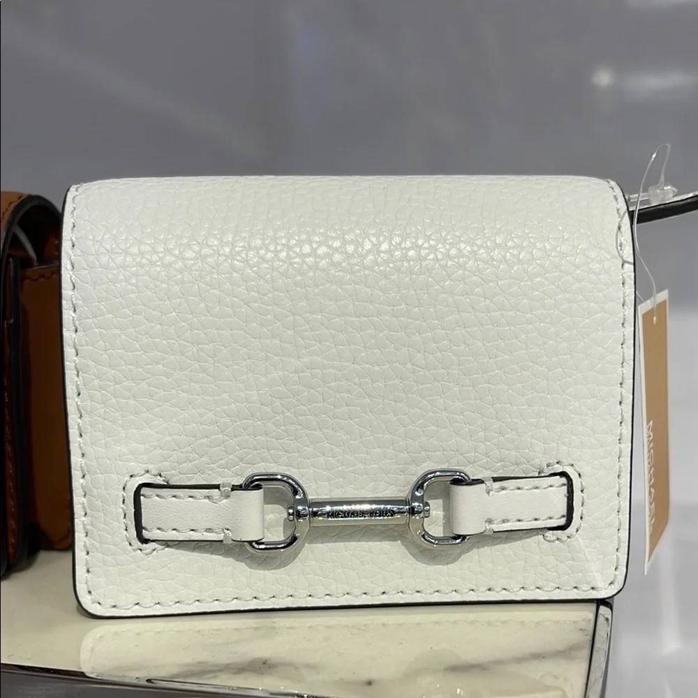 MICHAEL KORS Carson Small Pebbled Leather Wallet OPTIC WHITE NWT